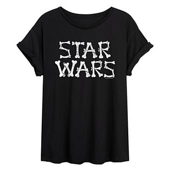 Juniors' Star Wars Bones Logo Oversized Tee