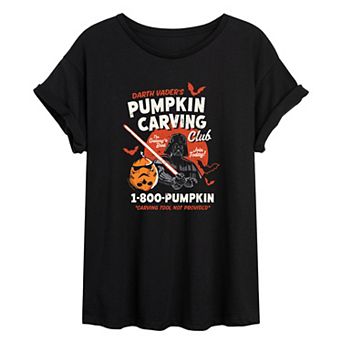 Juniors' Star Wars Darth Vader Pumpkin Carving Club Oversized Tee
