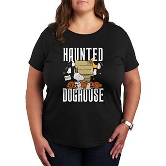 Plus Size Peanuts Snoopy Haunted Doghouse Graphic Tee