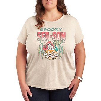 Plus Size Disney Princess Ariel Spooky Sea-Son Graphic Tee
