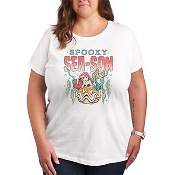 Plus Size Disney Princess Ariel Spooky Sea-Son Graphic Tee