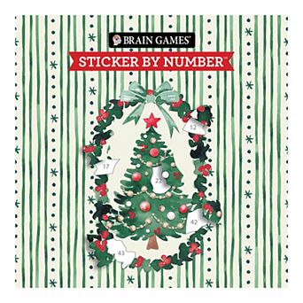 Deal Bar 7 x 7 Brain Games Sticker by Number O Christmas Tree Paperback Book, 52 Pages