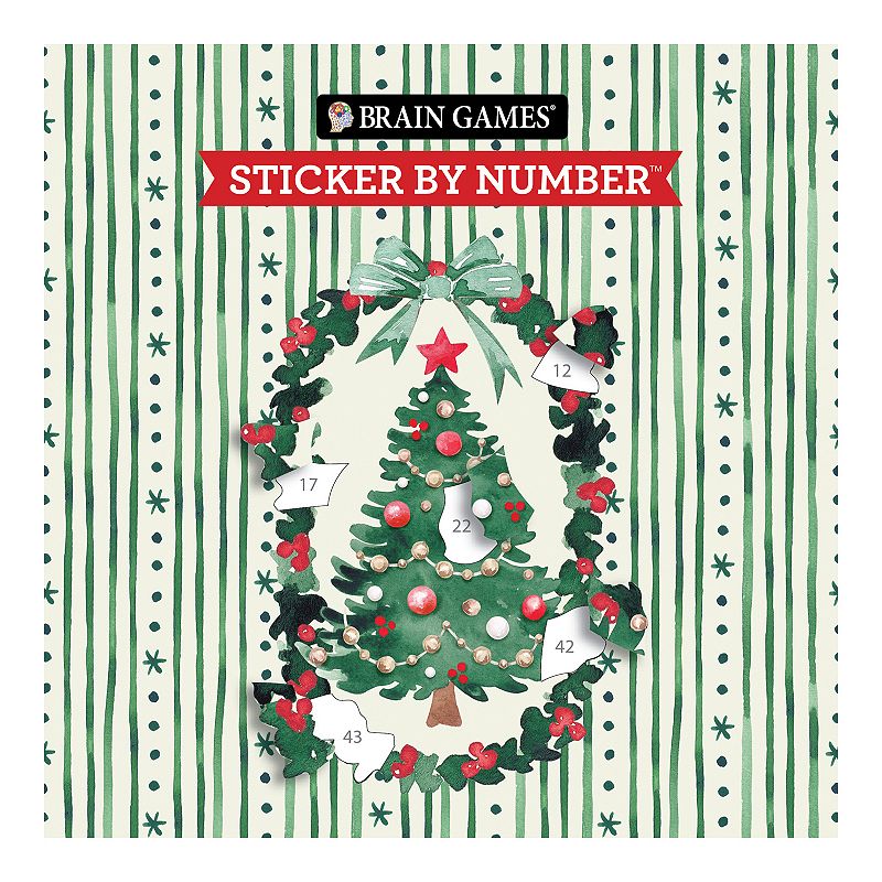 Deal Bar 7 x 7 Brain Games Sticker by Number O Christmas Tree Paperback Book, 52 Pages, Multi