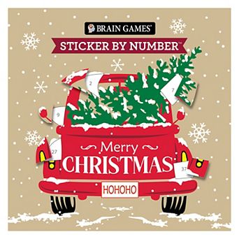 Deal Bar 7 x 7 Brain Games Sticker by Number Merry Christmas Paperback Book, 52 Pages