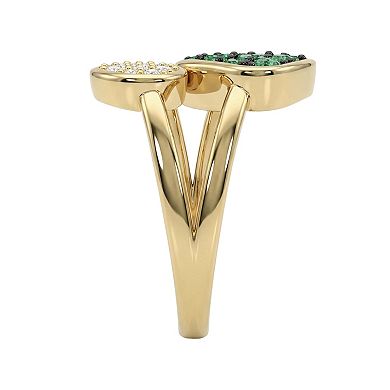 MASTERPIECE 14k Gold Flash Plated Over Silver Lab-Created Emerald Ring