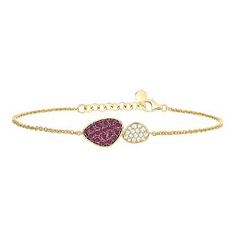 MASTERPIECE 14k Gold over Sterling Silver Lab-Created Ruby & Lab-Created White Sapphire Bracelet