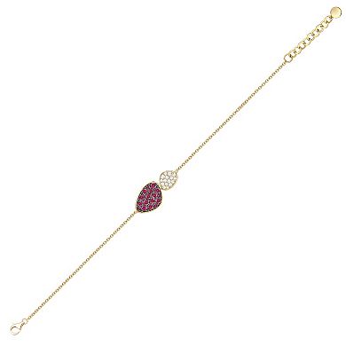 MASTERPIECE 14k Gold over Sterling Silver Lab-Created Ruby & Lab-Created White Sapphire Bracelet
