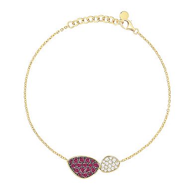 MASTERPIECE 14k Gold over Sterling Silver Lab-Created Ruby & Lab-Created White Sapphire Bracelet