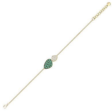MASTERPIECE 14k Gold over Sterling Silver Lab-Created Emerald & Lab-Created White Sapphire Bracelet
