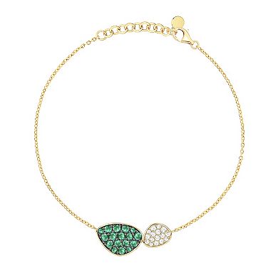 MASTERPIECE 14k Gold over Sterling Silver Lab-Created Emerald & Lab-Created White Sapphire Bracelet