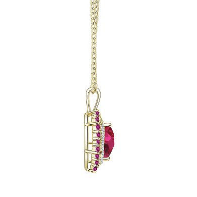 MASTERPIECE 14k Gold Flash Plated Over Silver Lab-Created Ruby Heart Pendant Necklace