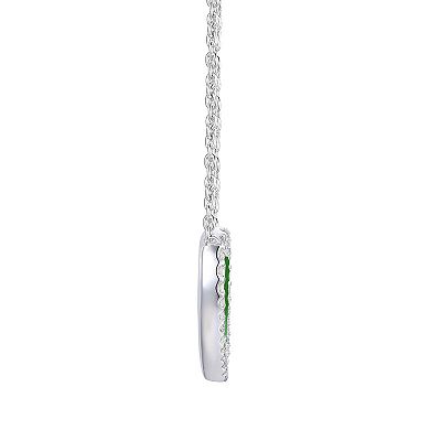 MASTERPIECE Rhodium Over Silver Lab-Created Gemstone Heart Pendant Necklace