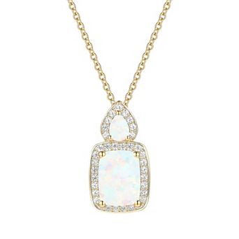 MASTERPIECE 14k Gold Over Silver Lab-Created Gemstone Pendant Necklace