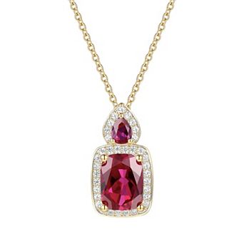 MASTERPIECE 14k Gold Over Silver Lab-Created Gemstone Pendant Necklace