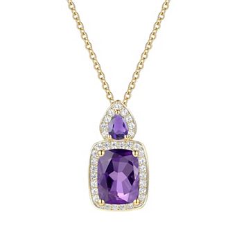MASTERPIECE 14k Gold Over Silver Lab-Created Gemstone Pendant Necklace