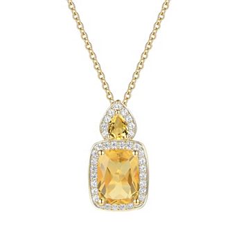 MASTERPIECE 14k Gold Over Silver Lab-Created Gemstone Pendant Necklace
