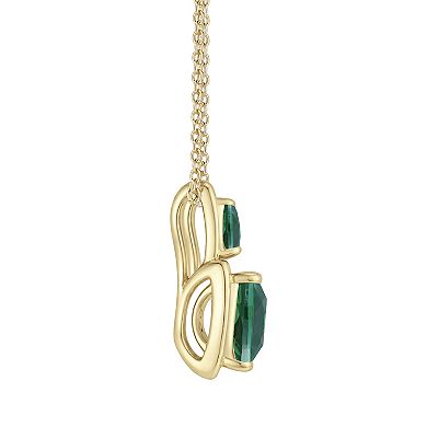 MASTERPIECE 14k Gold Flash Plated Over Silver Lab-Created Emerald Pendant Necklace