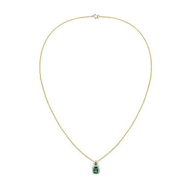 MASTERPIECE 14k Gold Flash Plated Over Silver Lab-Created Emerald Pendant Necklace