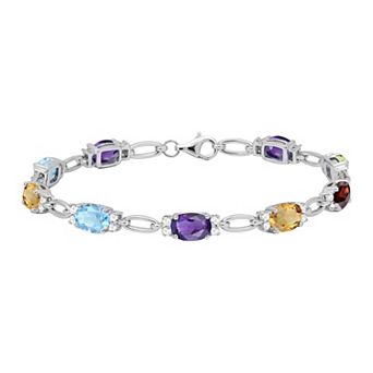 MASTERPIECE Sterling Silver Lab-Created Multi Gemstone Bracelet