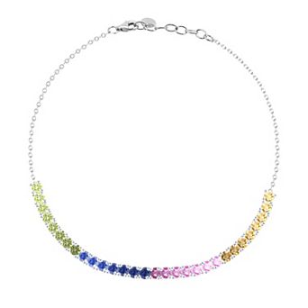 MASTERPIECE Sterling Silver Lab-Created Multi Gemstone Round Bracelet