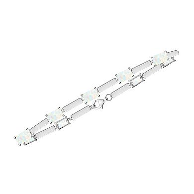 MASTERPIECE Sterling Silver Lab-Created Gemstone Emerald-Cut Bracelet