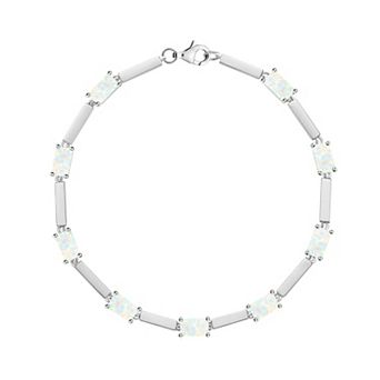 MASTERPIECE Sterling Silver Lab-Created Gemstone Emerald-Cut Bracelet