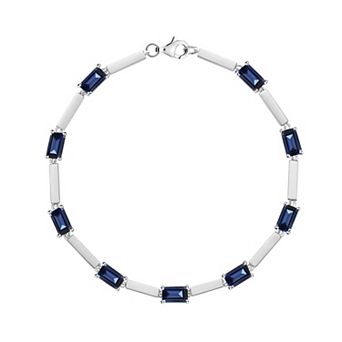 MASTERPIECE Sterling Silver Lab-Created Gemstone Emerald-Cut Bracelet