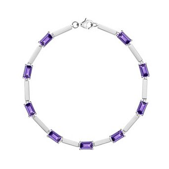 MASTERPIECE Sterling Silver Lab-Created Gemstone Emerald-Cut Bracelet