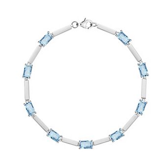 MASTERPIECE Sterling Silver Lab-Created Gemstone Emerald-Cut Bracelet