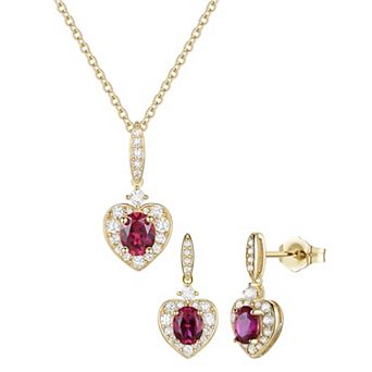 MASTERPIECE 14k Gold over Sterling Silver Gemstone Necklace & Earring Set