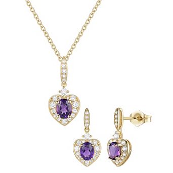 MASTERPIECE 14k Gold over Sterling Silver Gemstone Necklace & Earring Set