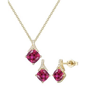 MASTERPIECE Sterling Silver Gemstone Necklace & Earring Set