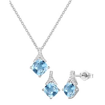MASTERPIECE Sterling Silver Gemstone Necklace & Earring Set