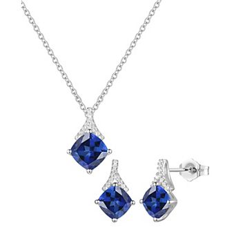 MASTERPIECE Sterling Silver Gemstone Necklace & Earring Set
