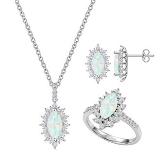 MASTERPIECE Sterling Silver 3 pc Lab Created Gemstone Jewelry Set