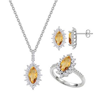 MASTERPIECE Sterling Silver 3 pc Lab Created Gemstone Jewelry Set