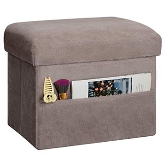 Storage Footstool, Foldable, Plush Thickened Cushion, Supports 300 lbs, 17x13x13 inches