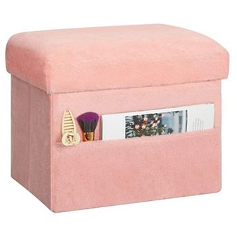 Storage Footstool, Foldable, Plush Thickened Cushion, Supports 300 lbs, 17x13x13 inches