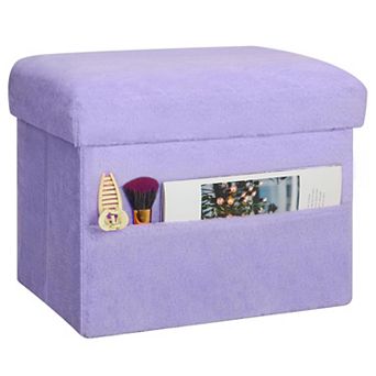 Storage Footstool, Foldable, Plush Thickened Cushion, Supports 300 lbs, 17x13x13 inches
