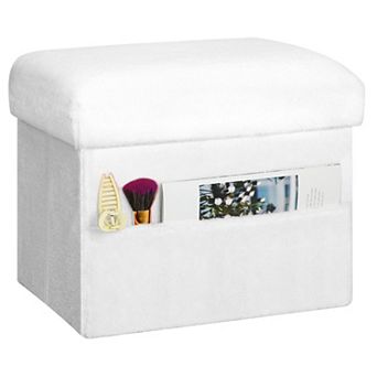 Storage Footstool, Foldable, Plush Thickened Cushion, Supports 300 lbs, 17x13x13 inches