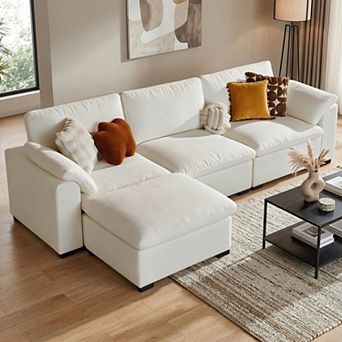 Opoiar 120" Oversized Cloud Sectional Sofa L-Shaped Modular Couch with Storage Ottoman Deep Seat