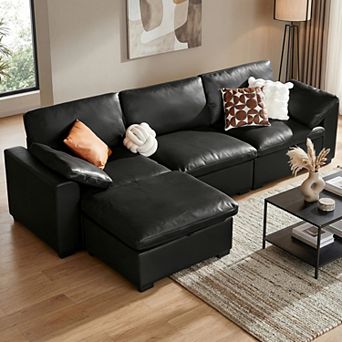 Opoiar 120" Oversized Cloud Sectional Sofa L-Shaped Modular Couch with Storage Ottoman Deep Seat