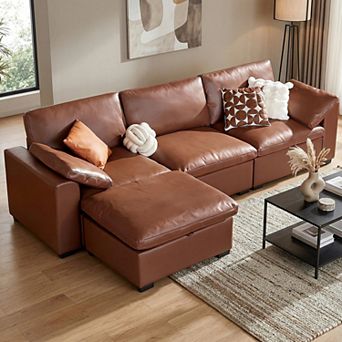 Opoiar 120" Oversized Cloud Sectional Sofa L-Shaped Modular Couch with Storage Ottoman Deep Seat