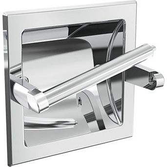 Polished Chrome Recessed Toilet Paper Holder, Wall Mount Pivoting with Rear Bracket
