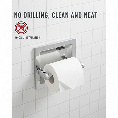 Polished Chrome Recessed Toilet Paper Holder, Wall Mount Pivoting with Rear Bracket