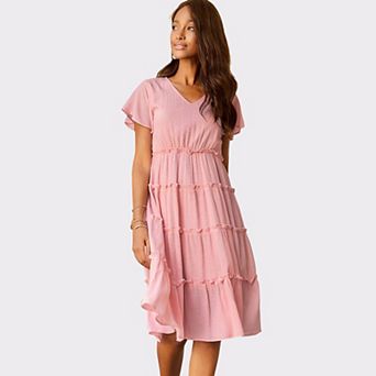 Lascana Women's Short Sleeve Tiered Dress