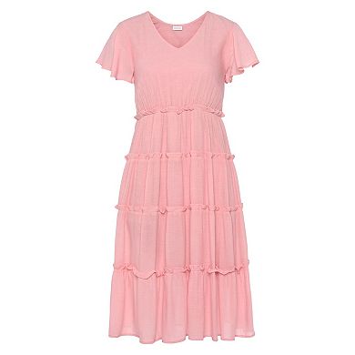 Lascana Women's Short Sleeve Tiered Dress