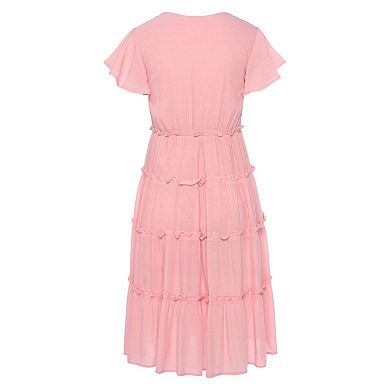 Lascana Women's Short Sleeve Tiered Dress