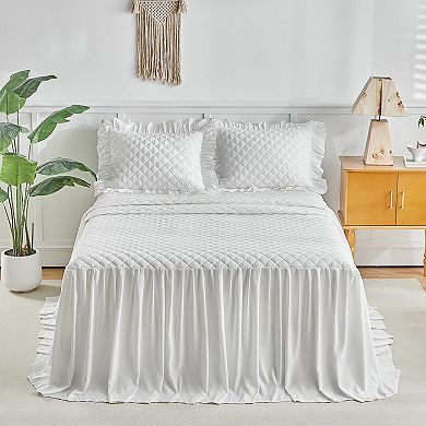 Ruffled Skirt-Style Bedspread Set, Lightweight