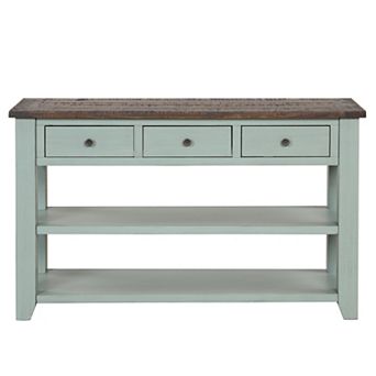 Pnronnc 48" Solid Pine Wood Console Table with 3 Drawers and 2 Shelves Entryway Table